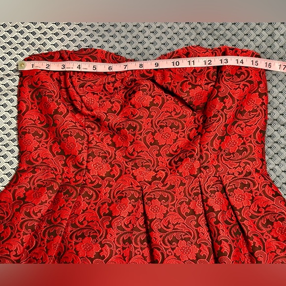 Pink Owl Fit & Flare Strapless Red Mini Party Dress - Picture 3 of 11